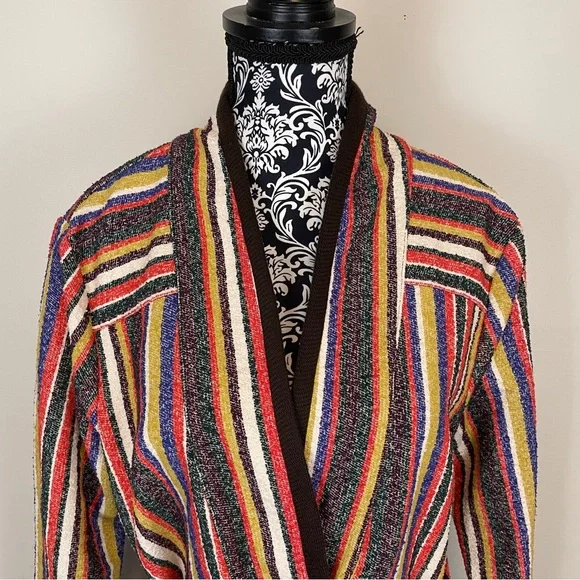 Anthro AKEMI + KIN Kimono S Arya Mansoura Colorful Stripe Boho Wrap Maximalist - Picture 5 of 11